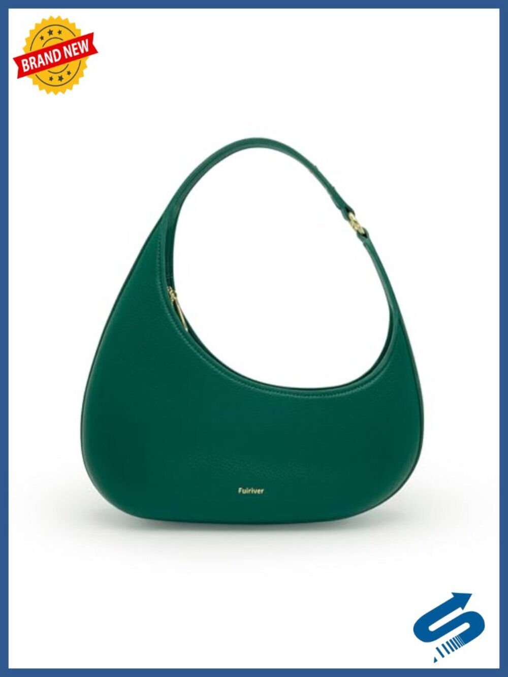 Small Crescent Shoulder Bag Vegan Leather Hobo Purse with Zipper